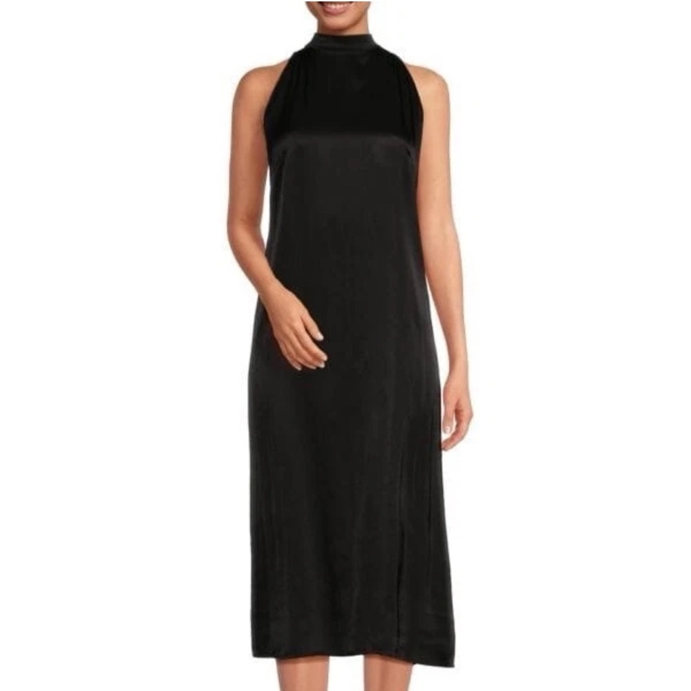 PINKO Satin Midi Slip Dress-Black Small